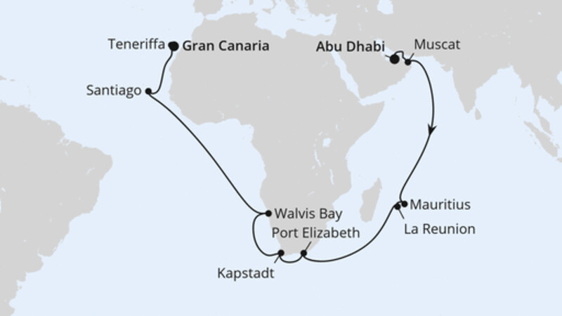 Von Abu Dhabi über Afrika nach Gran Canaria Von Abu Dhabi über Afrika nach Gran Canaria