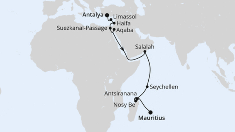 Von Antalya nach Mauritius