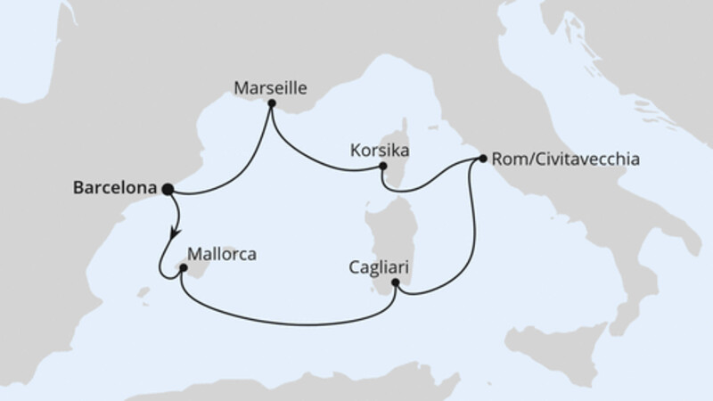 Mediterrane Schätze mit Sardinien ab Barcelona Mediterrane Schätze mit Sardinien ab Barcelona