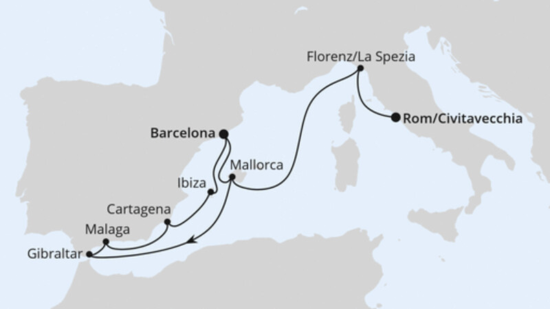 Spanien, Italien & Gibraltar ab Barcelona