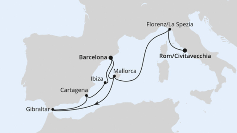 Spanien, Italien & Gibraltar ab Barcelona Spanien, Italien & Gibraltar ab Barcelona
