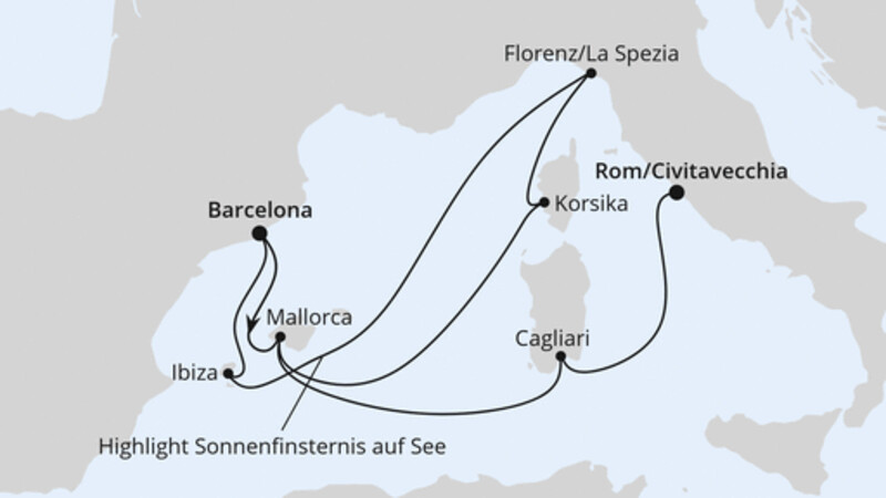 Spanien, Frankreich & Italien mit Sonnenfinsternis Spanien, Frankreich & Italien mit Sonnenfinsternis