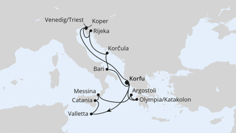 Adria & Mittelmeerinseln ab Korfu Adria & Mittelmeerinseln ab Korfu