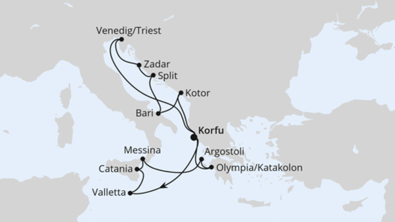 Adria & Mittelmeerinseln ab Korfu Adria & Mittelmeerinseln ab Korfu
