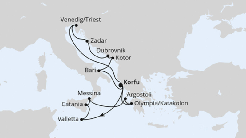 Adria & Mittelmeerinseln ab Korfu Adria & Mittelmeerinseln ab Korfu