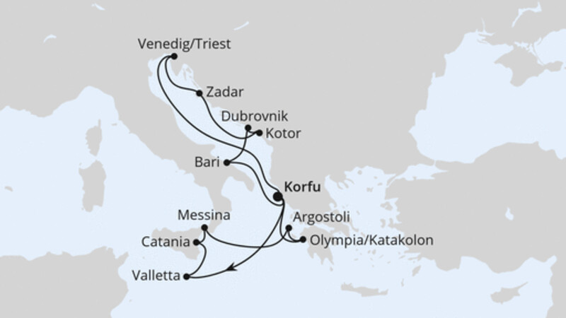 Adria & Mittelmeerinseln ab Korfu Adria & Mittelmeerinseln ab Korfu