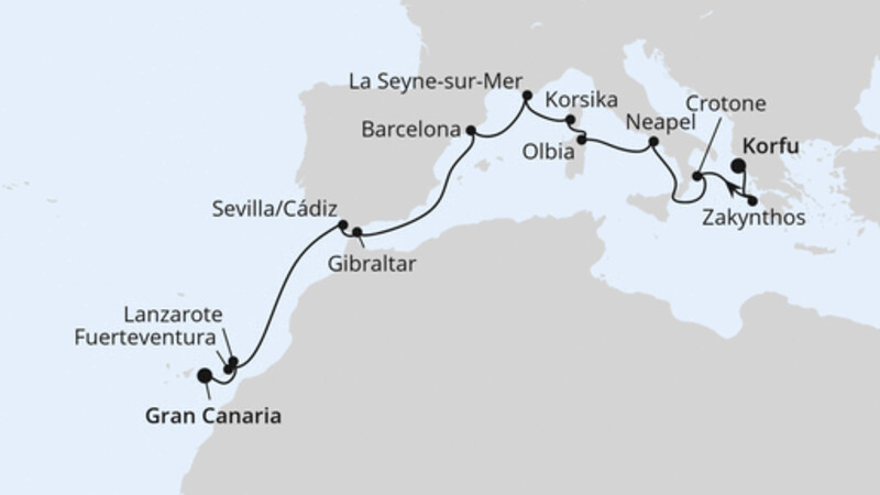 Griechenland, Andalusien & Kanaren ab Korfu 1 Griechenland, Andalusien & Kanaren ab Korfu 1