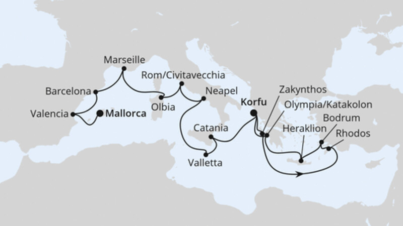 Große Mittelmeer-Reise ab Korfu Große Mittelmeer-Reise ab Korfu