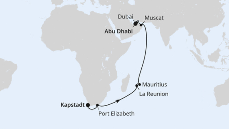 Von Kapstadt über Mauritius nach Abu Dhabi Von Kapstadt über Mauritius nach Abu Dhabi