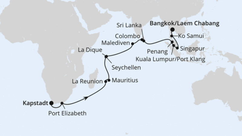 Von Kapstadt über Mauritius nach Bangkok Von Kapstadt über Mauritius nach Bangkok