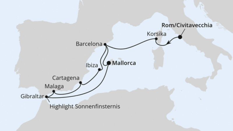 Sonnenfinsternis im Mittelmeer ab Civitavecchia Sonnenfinsternis im Mittelmeer ab Civitavecchia