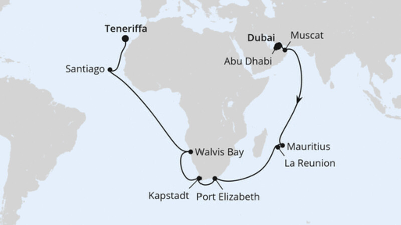 Von Dubai über Afrika nach Teneriffa Von Dubai über Afrika nach Teneriffa
