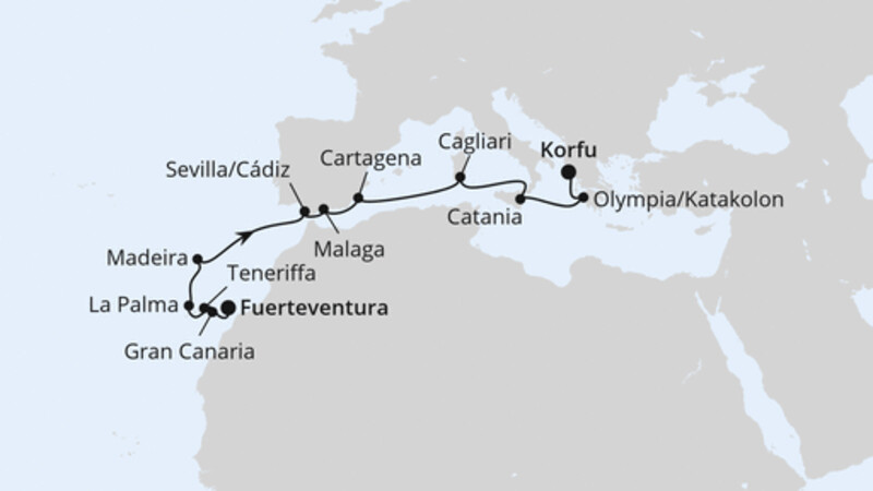 Von Fuerteventura nach Korfu