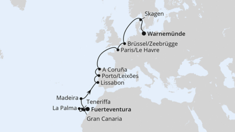 Von Fuerteventura über Portugal nach Warnemünde Von Fuerteventura über Portugal nach Warnemünde