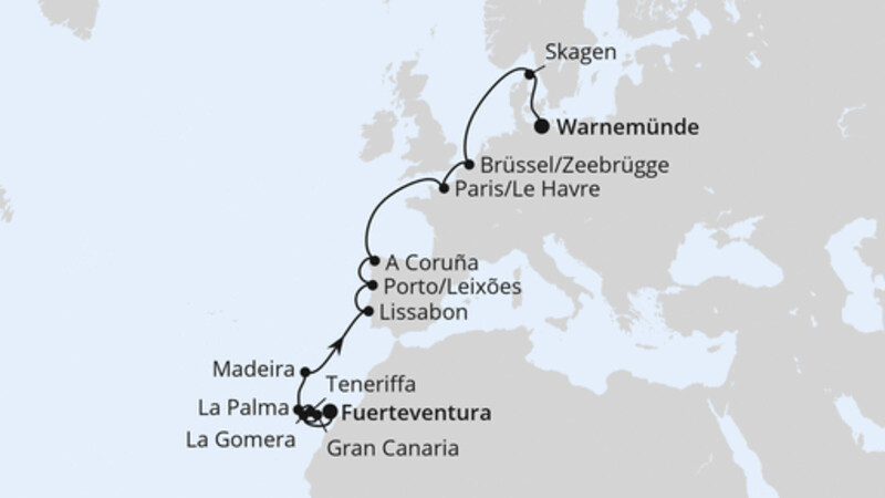 Von Fuerteventura über Portugal nach Warnemünde Von Fuerteventura über Portugal nach Warnemünde