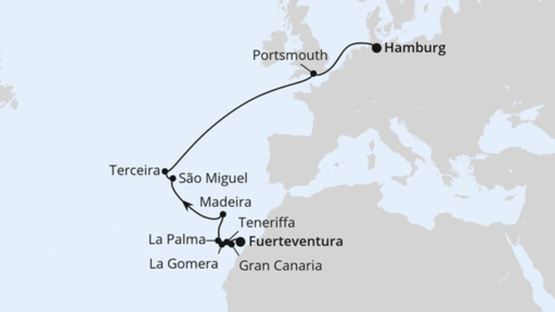 Von Fuerteventura über die Azoren nach Hamburg Von Fuerteventura über die Azoren nach Hamburg