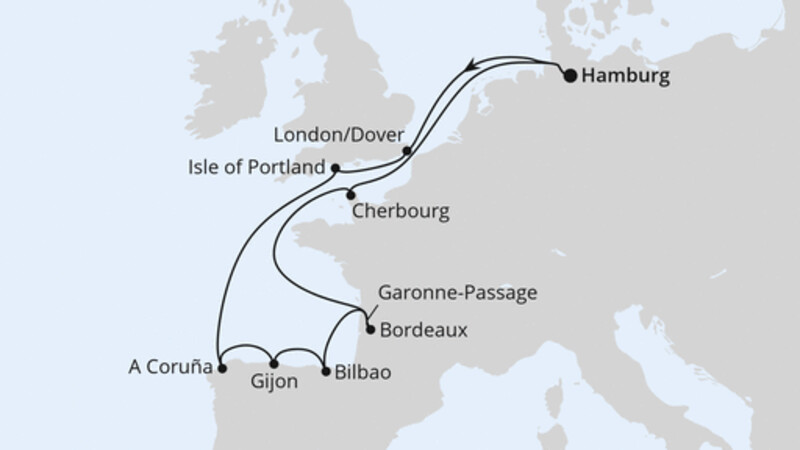 Ärmelkanal & Golf von Biskaya ab Hamburg Ärmelkanal & Golf von Biskaya ab Hamburg
