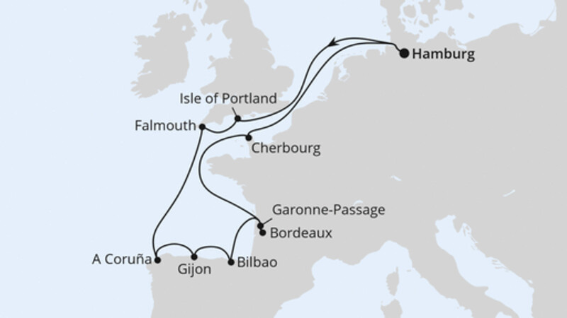 Ärmelkanal & Golf von Biskaya ab Hamburg Ärmelkanal & Golf von Biskaya ab Hamburg