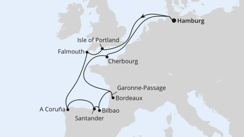 Ärmelkanal & Golf von Biskaya ab Hamburg Ärmelkanal & Golf von Biskaya ab Hamburg