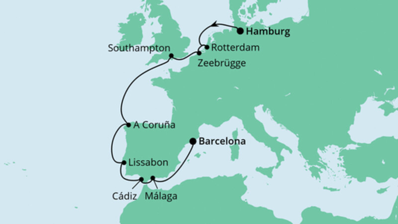 Taufreise von Hamburg nach Barcelona