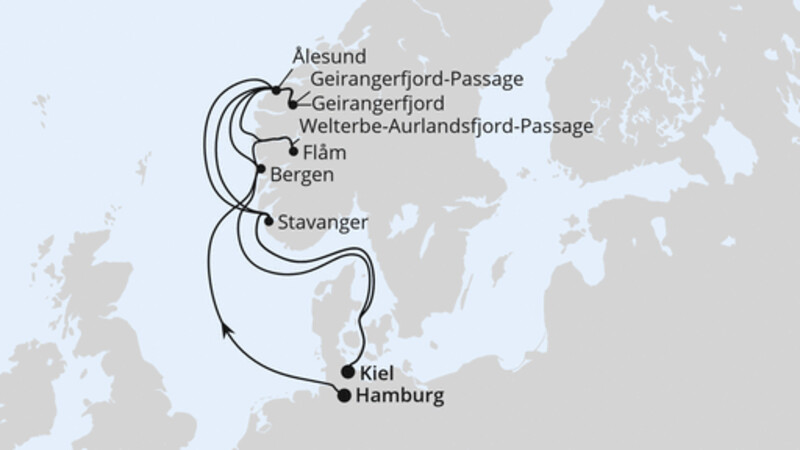 Große Norwegen-Reise von Hamburg nach Kiel Große Norwegen-Reise von Hamburg nach Kiel