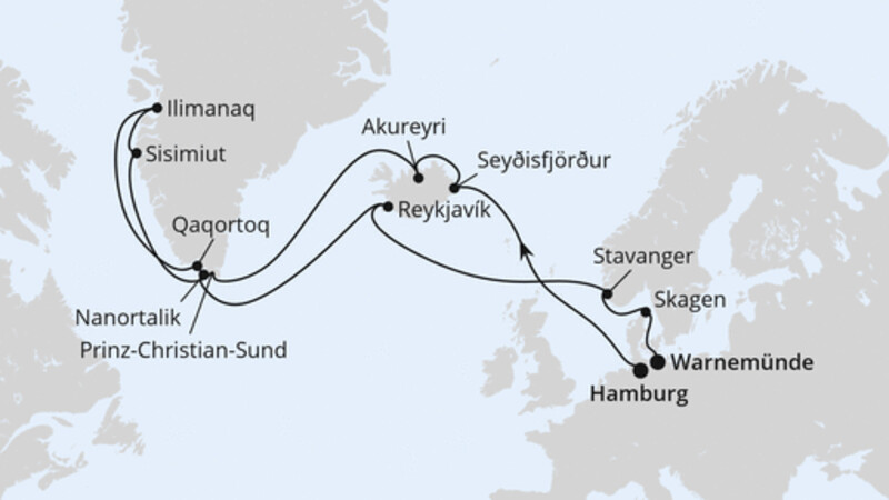 Island & Grönland von Hamburg nach Warnemünde Island & Grönland von Hamburg nach Warnemünde