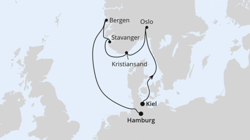 Südnorwegen von Kiel nach Hamburg Südnorwegen von Kiel nach Hamburg