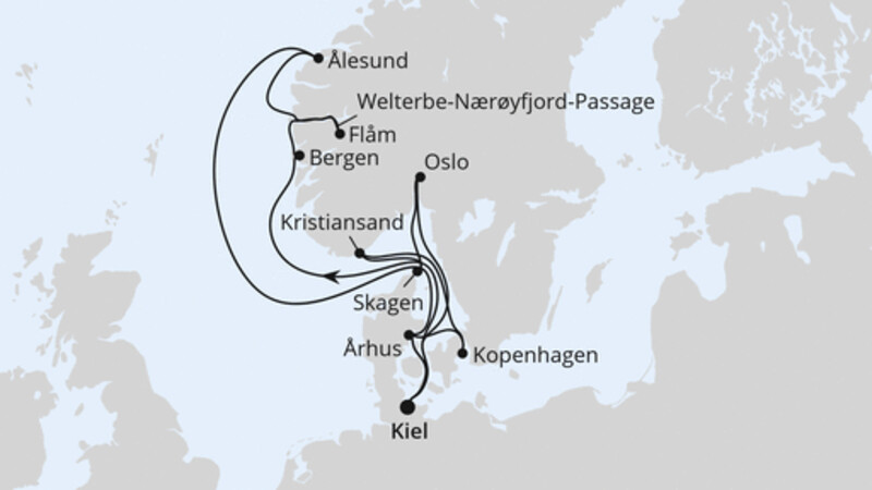 Große Skandinavien-Reise ab Kiel Große Skandinavien-Reise ab Kiel