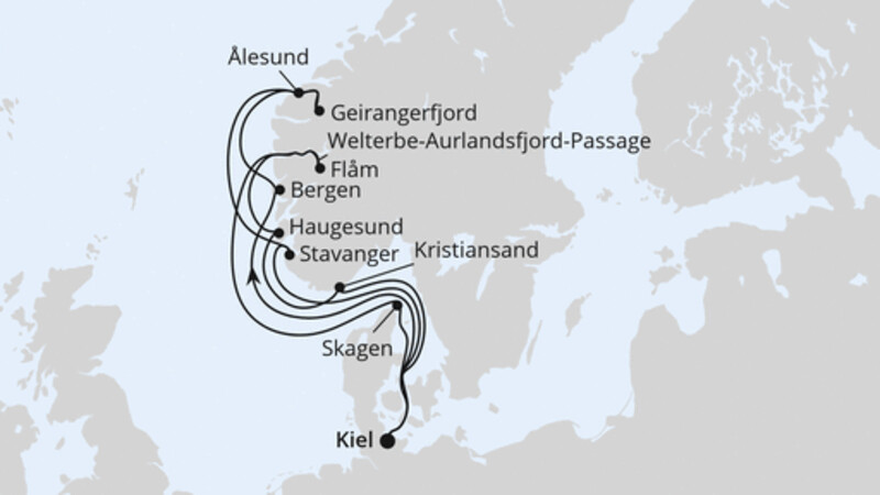 Große Norwegen-Reise ab Kiel Große Norwegen-Reise ab Kiel