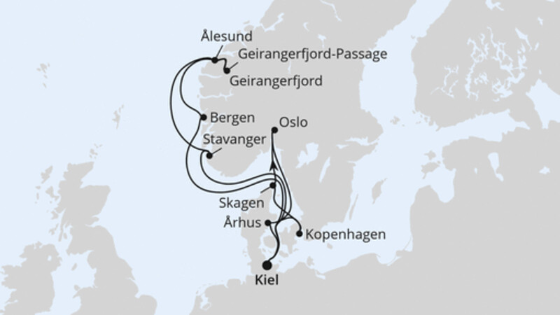 Große Skandinavien-Reise ab Kiel Große Skandinavien-Reise ab Kiel