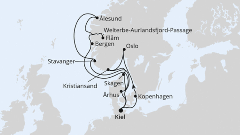Große Skandinavien-Reise ab Kiel Große Skandinavien-Reise ab Kiel