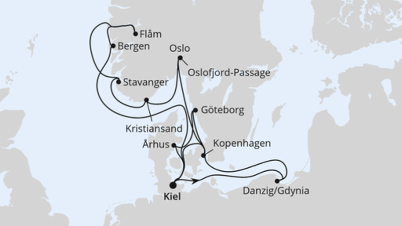 Große Ostsee- & Norwegen-Reise ab Kiel Große Ostsee- & Norwegen-Reise ab Kiel