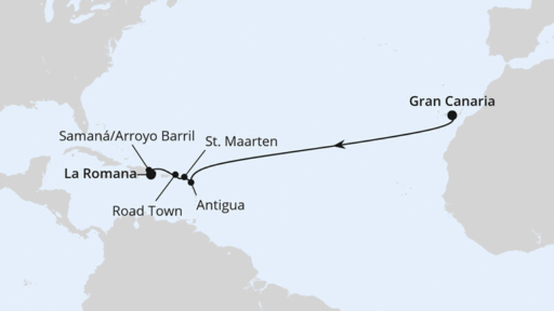 Von Gran Canaria über Antigua in die Dom. Republik Von Gran Canaria über Antigua in die Dom. Republik