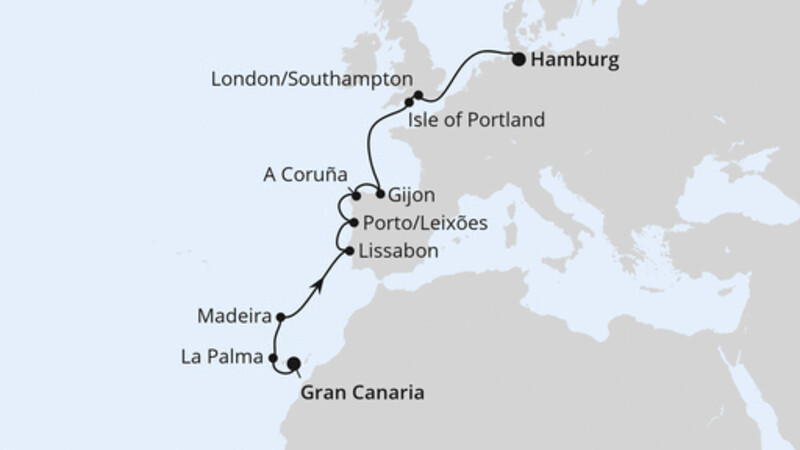 Von Gran Canaria über Portugal nach Hamburg Von Gran Canaria über Portugal nach Hamburg