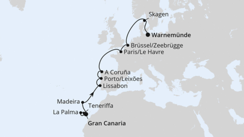 Von Gran Canaria über Portugal nach Warnemünde Von Gran Canaria über Portugal nach Warnemünde