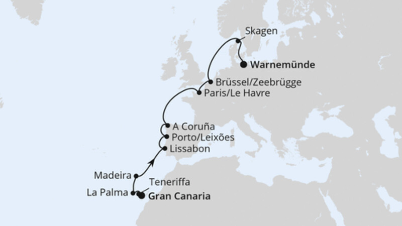 Von Gran Canaria über Portugal nach Warnemünde Von Gran Canaria über Portugal nach Warnemünde