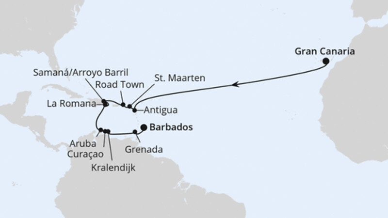 Von Gran Canaria über Curacao nach Barbados Von Gran Canaria über Curacao nach Barbados