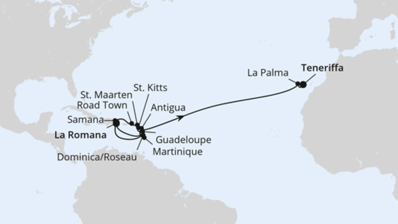 Von der Dominikanischen Republik nach Teneriffa Von der Dominikanischen Republik nach Teneriffa