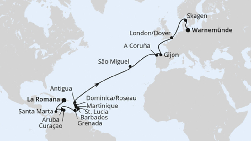 Von der Dominikanischen Republik nach Warnemünde Von der Dominikanischen Republik nach Warnemünde