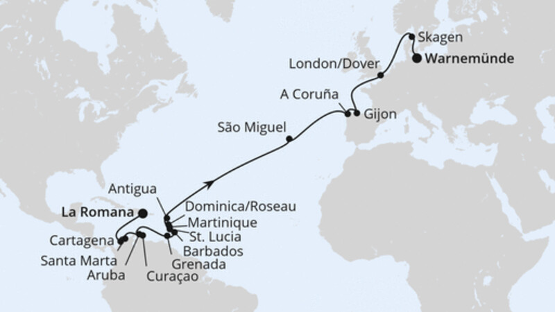 Von der Dominikanischen Republik nach Warnemünde Von der Dominikanischen Republik nach Warnemünde