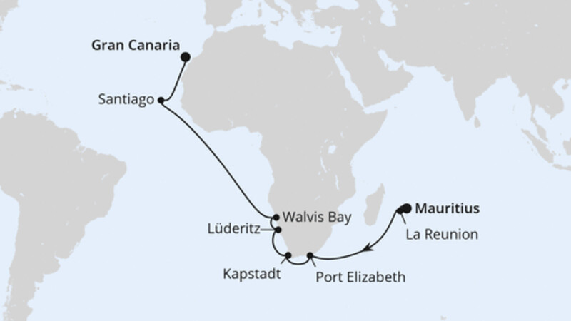 Von Mauritius über Afrika nach Gran Canaria Von Mauritius über Afrika nach Gran Canaria
