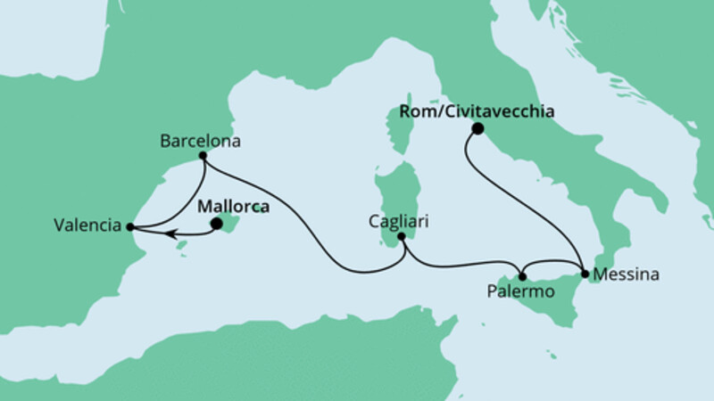 Von Mallorca nach Civitavecchia