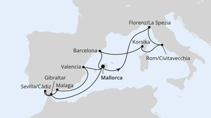 Feiertagsreise im Mittelmeer ab Mallorca Feiertagsreise im Mittelmeer ab Mallorca