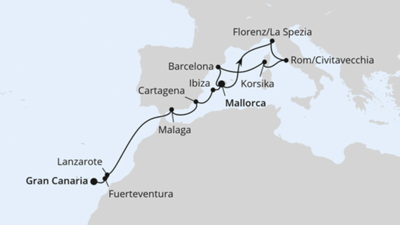 Korsika, Italien & Kanaren ab Mallorca Korsika, Italien & Kanaren ab Mallorca
