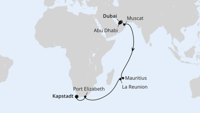 Von Dubai über Mauritius nach Kapstadt Von Dubai über Mauritius nach Kapstadt