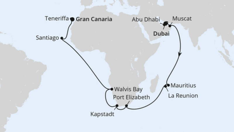 Von Dubai über Afrika nach Gran Canaria Von Dubai über Afrika nach Gran Canaria