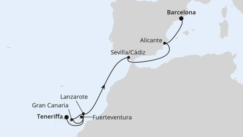 Von Teneriffa nach Barcelona