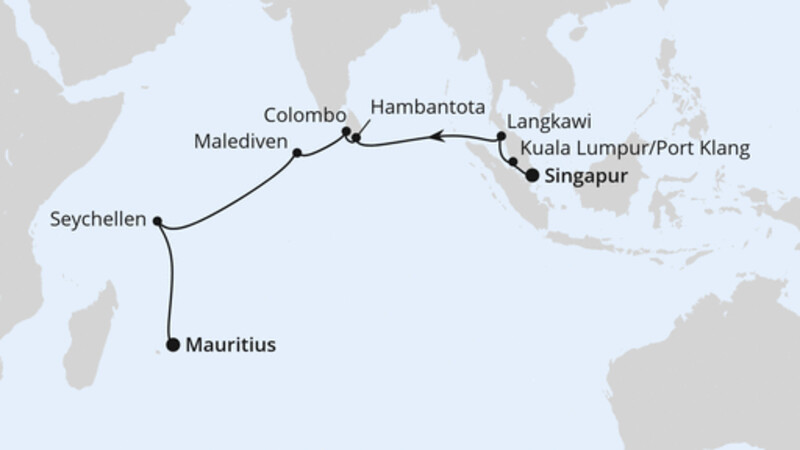 Von Singapur über Sri Lanka nach Mauritius Von Singapur über Sri Lanka nach Mauritius
