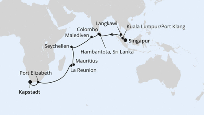 Von Singapur über Mauritius nach Kapstadt Von Singapur über Mauritius nach Kapstadt