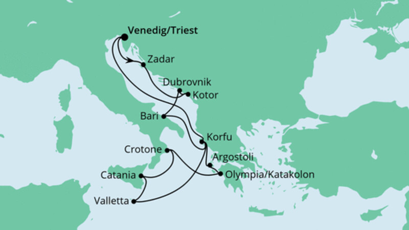 Adria & Mittelmeerinseln ab Triest
